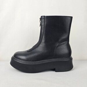 Aqua Diva Black Leather Waterproof Zip Up Boots Size 9.5